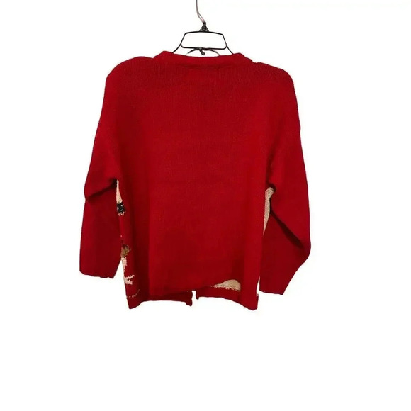 Tiara International Women's Red Embroidered Festive Holiday Cardigan Size M - Picture 6 of 6